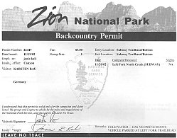Backcountry- Permit Subway