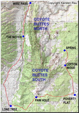 &Uuml;bersichtskarte Coyote Buttes South