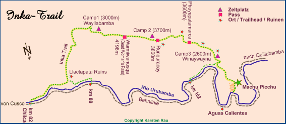 Karte des Inka- Trails